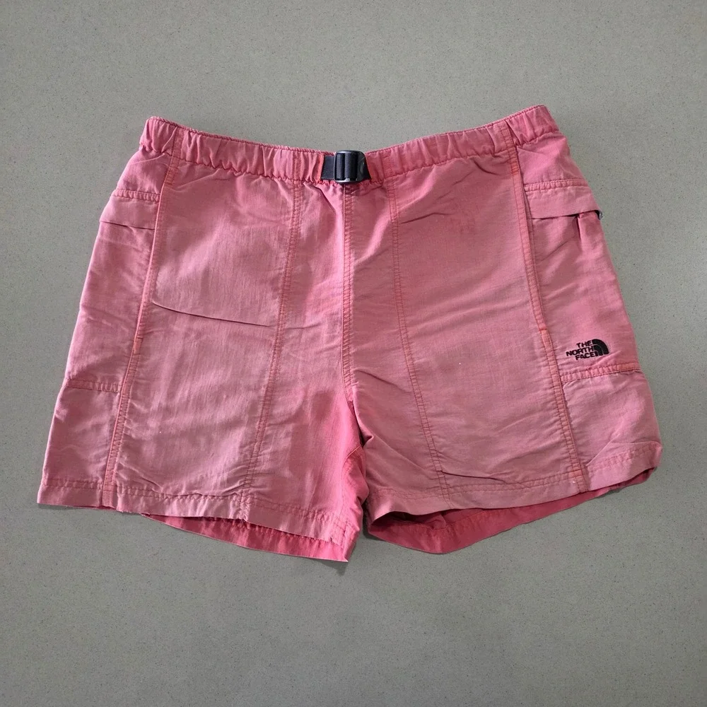 The North Face Mens Pink Belted Hiking Cargo Shorts Size L Utility Outdoor